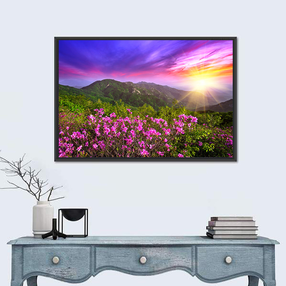 Hwangmaesan Mountain Sunset Wall Art in a room, landscape