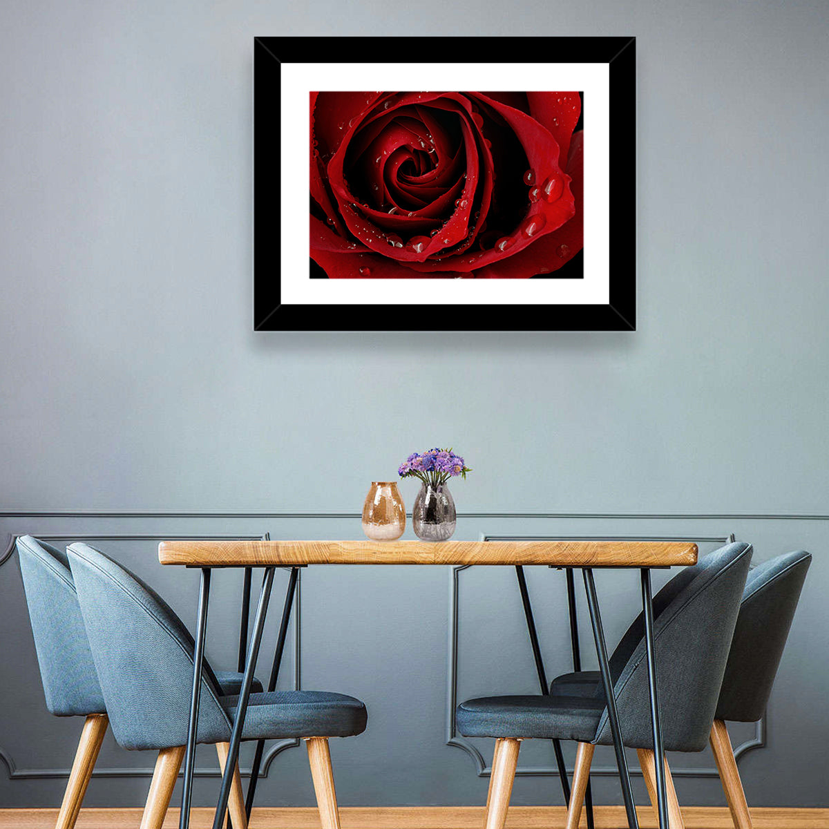 Red Rose with Dew Drops Wall Art