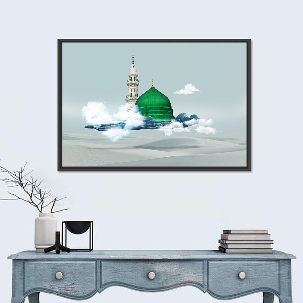 Green Dome of Al-masjid An-nabawi Wall Art in a room, landscape