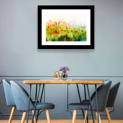 Cosmos Wildflowers Watercolor Wall Art