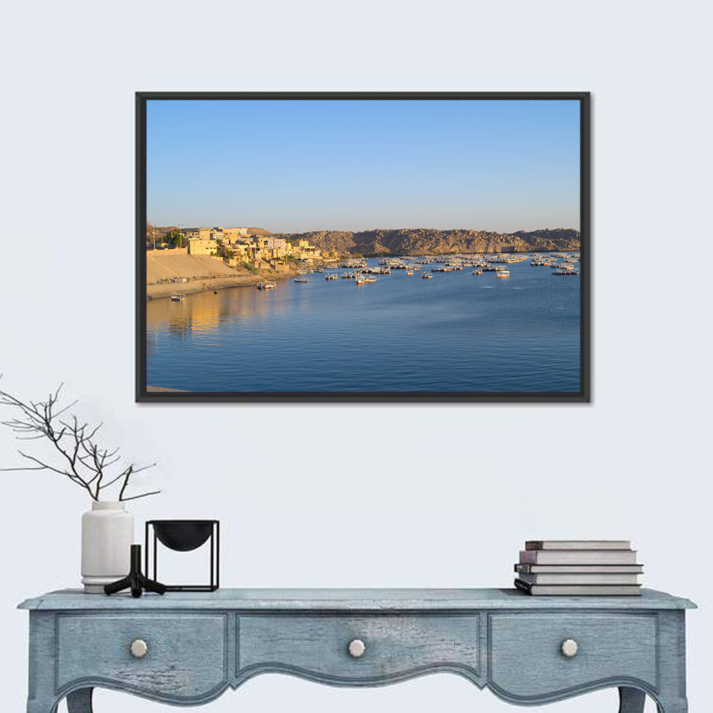 Lake Nasser Harbor View Wall Art in a room, landscape