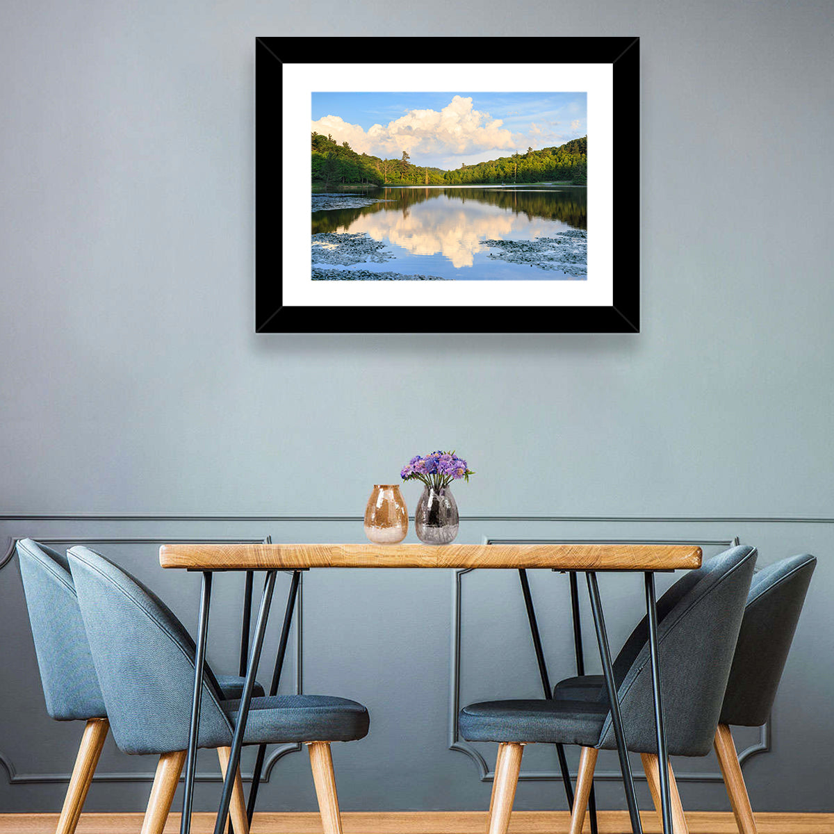 Bass Lake Reflection Wall Art in a room, landscape