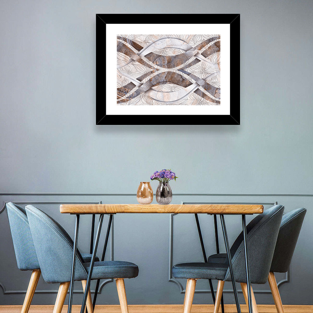 Waving Stone with Line Flowers Wall Art