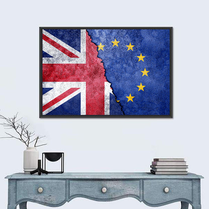 Divided Union Jack and Eu Flag Wall Art