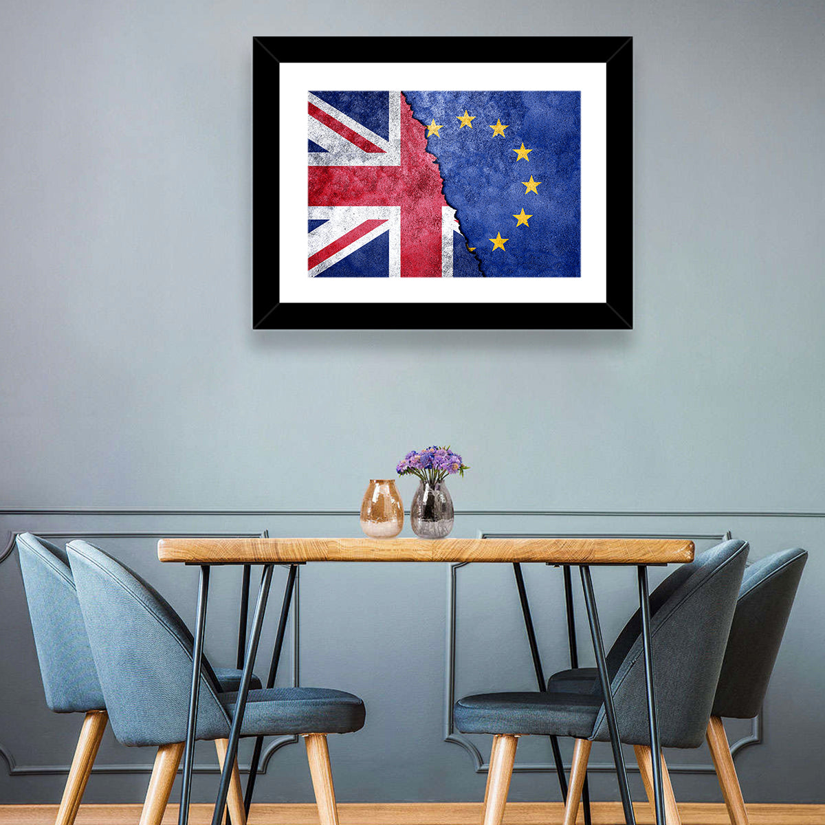 Divided Union Jack and Eu Flag Wall Art