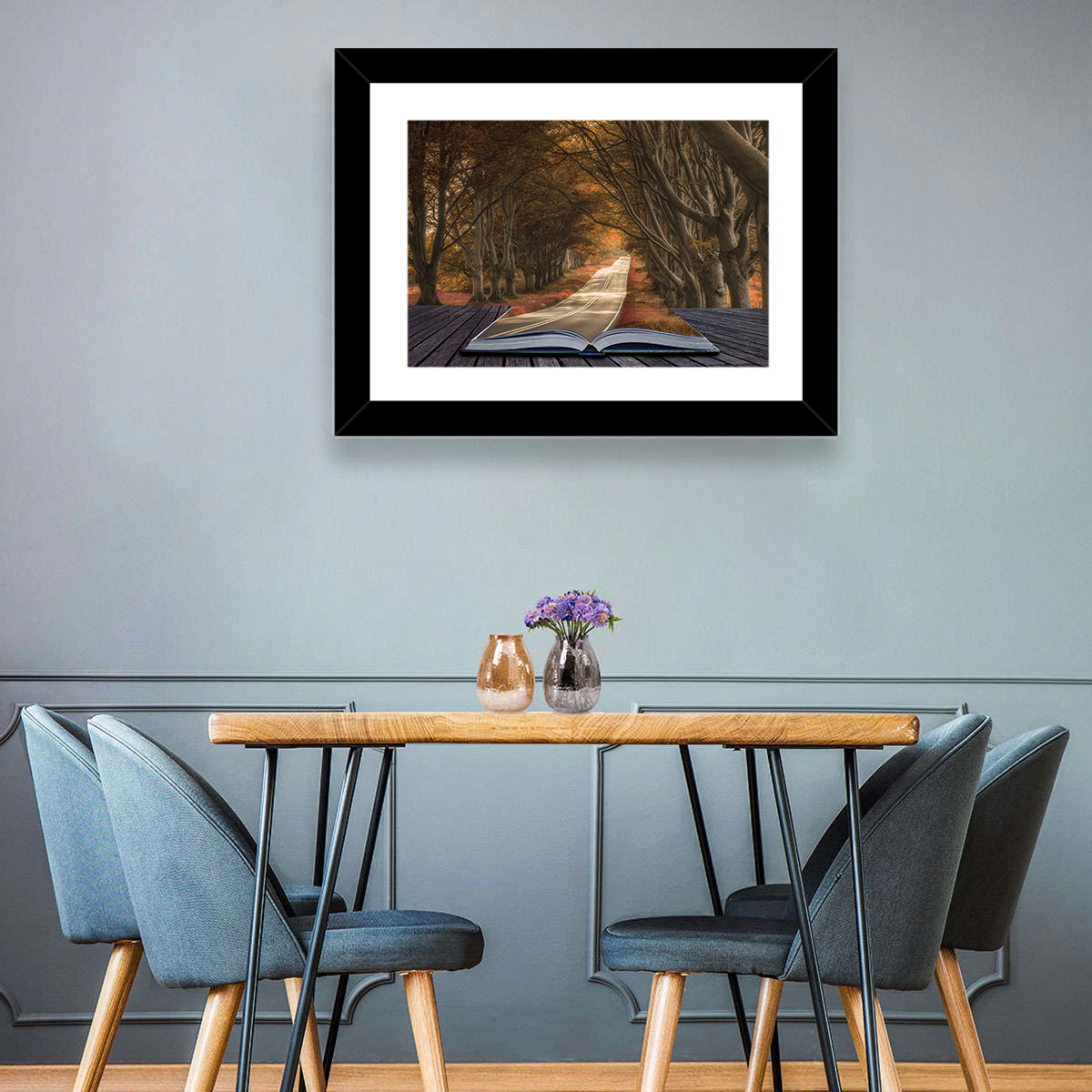 Surreal Book Pathway Wall Art in a room, landscape