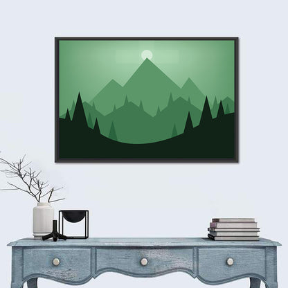 Geometric Mountain Sunset Illustration Wall Art