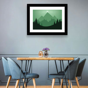 Mountains Sunset Illustration Wall Art