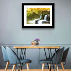 Sunlit Forest Waterfall Wall Art