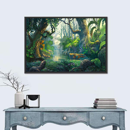 Sunlit Jungle River Wall Art
