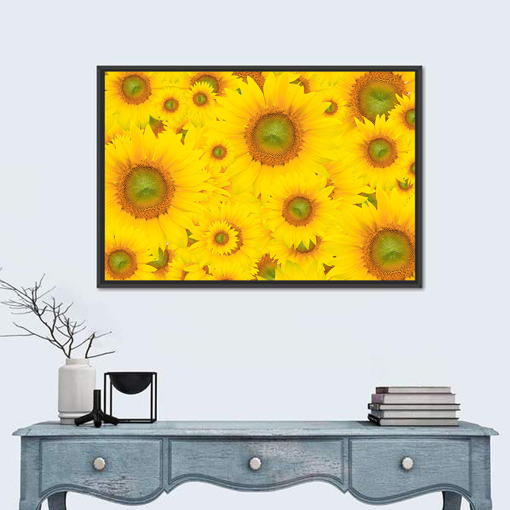 Sunflower Field Close-up in Yellow Wall Art