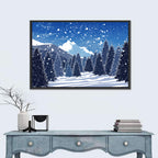 Snowy Evergreen Forest Illustration Wall Art