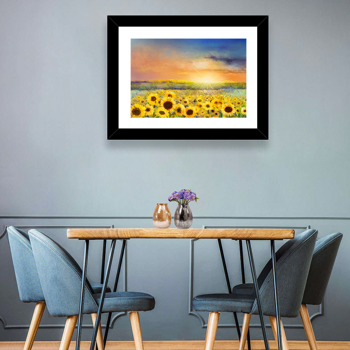 Sunburst Over Sunflower Field Wall Art
