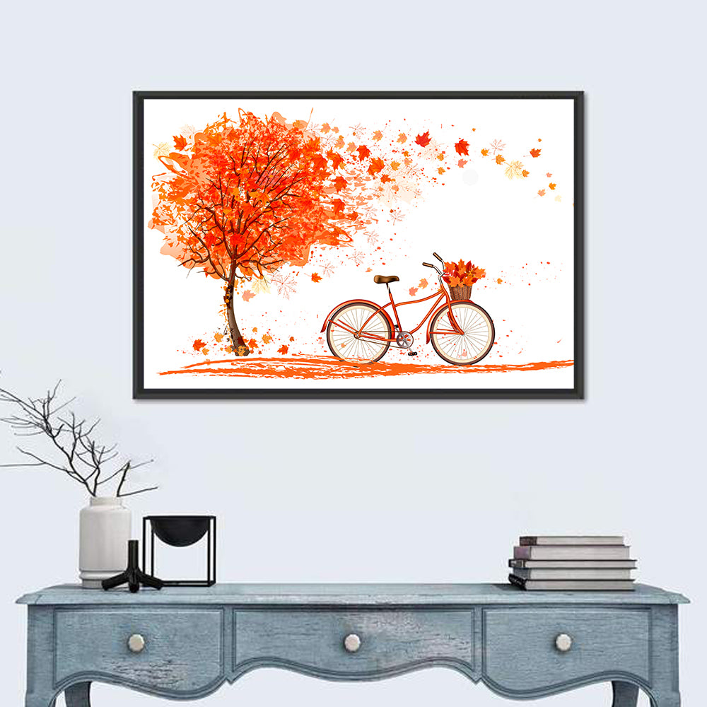 Autumn Bicycle Illustration Wall Art