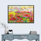 Summer Poppy Meadow Watercolor Wall Art