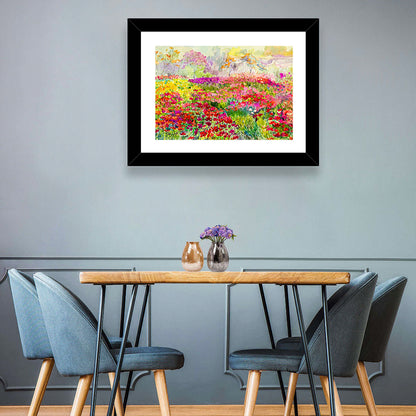 Summer Poppy Meadow Watercolor Wall Art