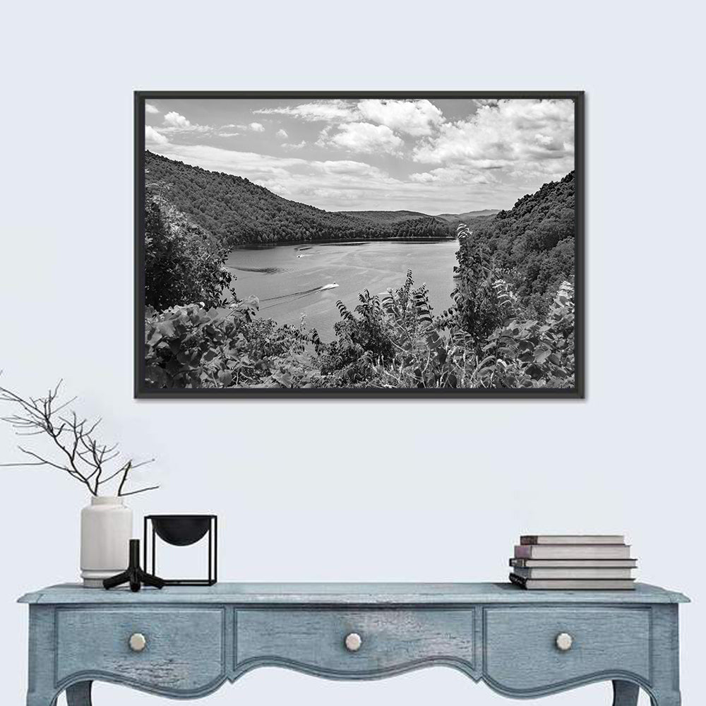 Lake Moomaw Wall Art in a room, landscape