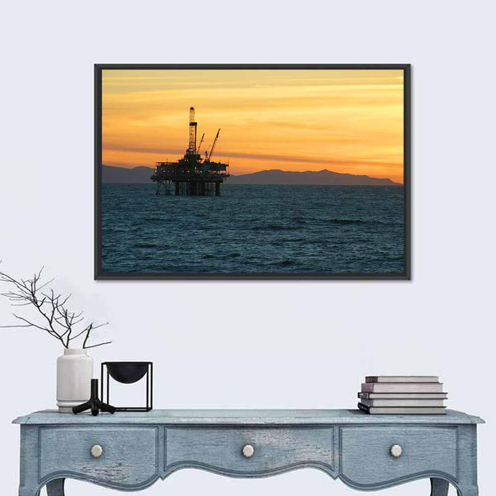 California Oil Rig at Sunset Wall Art
