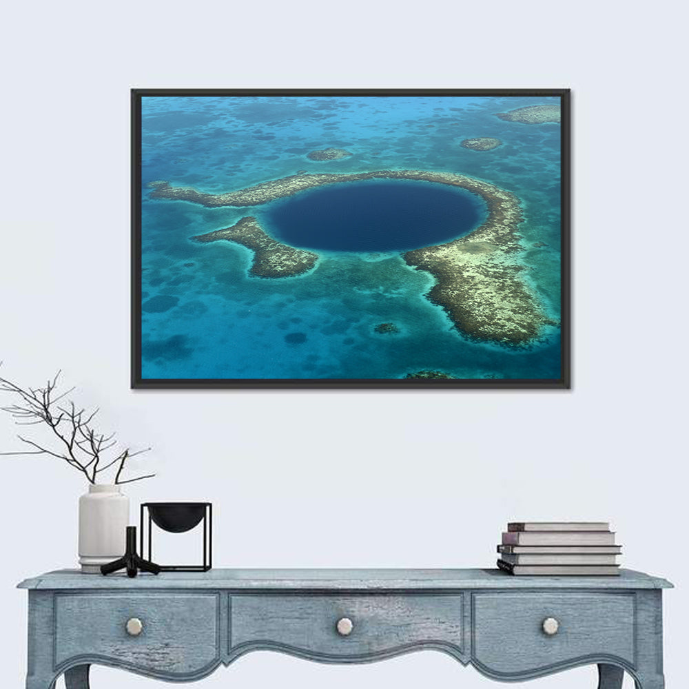 Great Blue Hole Aerial View Belize Wall Art