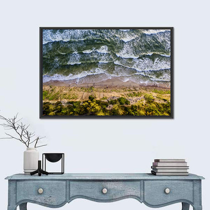 Aerial Waves Over Sandy Cliff Wall Art