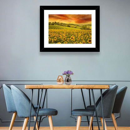 Sunflower Field at Golden Hour Wall Art
