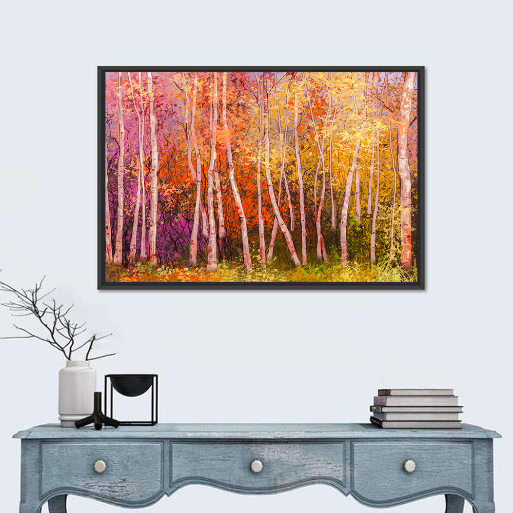 Vibrant Autumn Birch Grove Wall Art