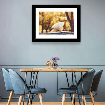 Open Book in Golden Autumn Light Wall Art