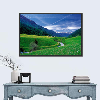Snow-capped Peaks and Floral Meadow Wall Art