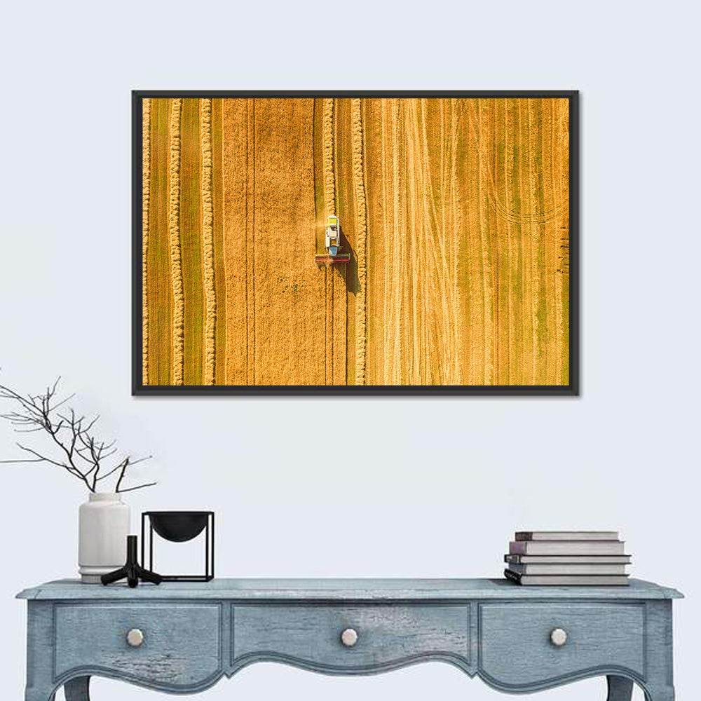 Aerial Wheat Harvest Wall Art