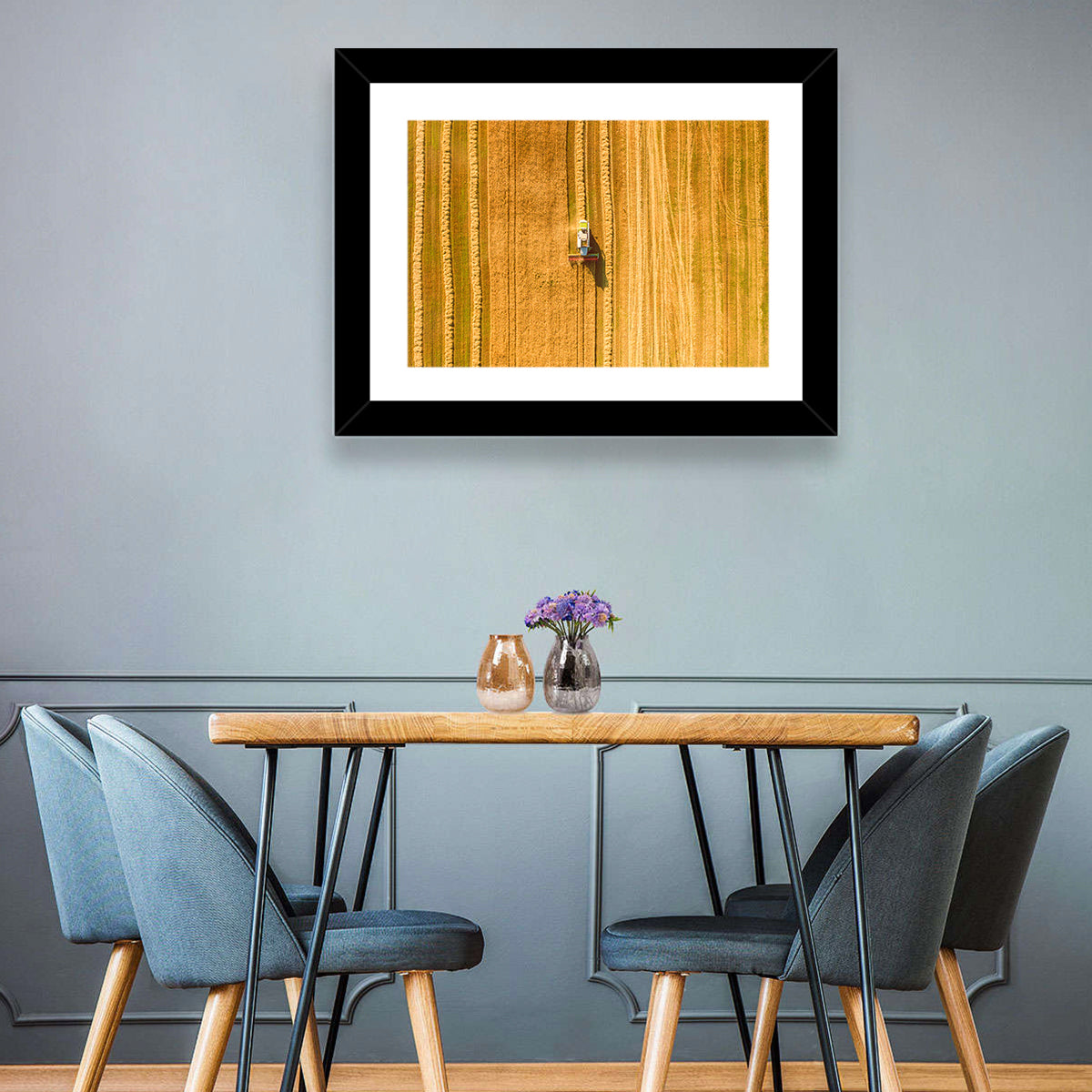 Aerial Wheat Harvest Wall Art