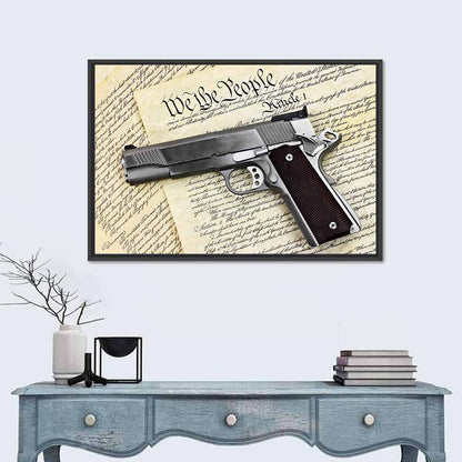 Handgun on US Constitution Wall Art