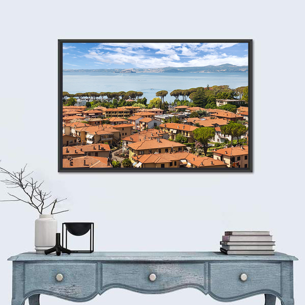 Bolsena Lakeside Vista Wall Art in a room, landscape