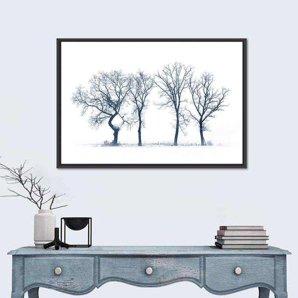 Four Bare Trees in Winter Wall Art