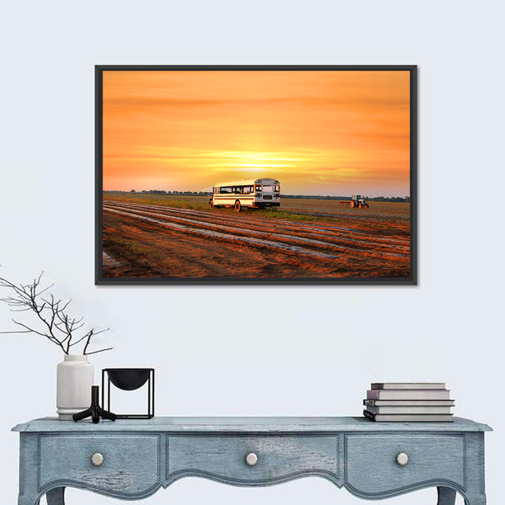 Indiana Farm Field at Golden Hour Wall Art in a room, landscape
