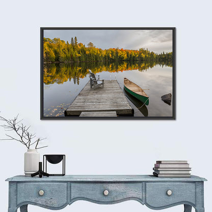 Ontario Autumn Lake Dock Wall Art