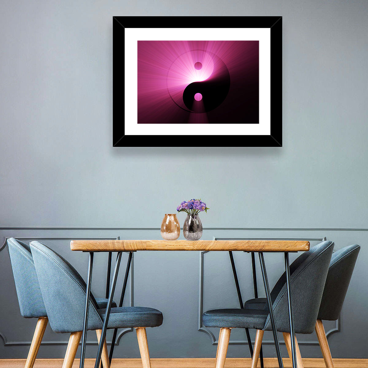 Magenta Yin Yang Symbol Wall Art