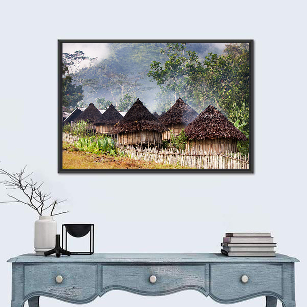 Papua Mountain Village Wall Art in a room, landscape
