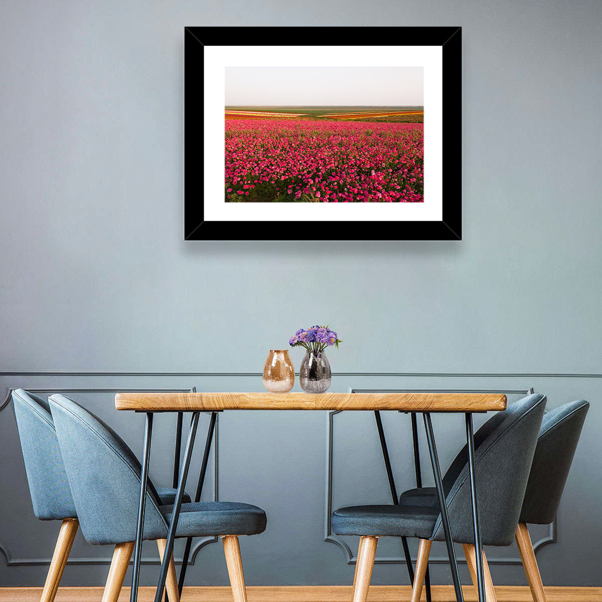 Pink Ranunculus Flower Field Wall Art