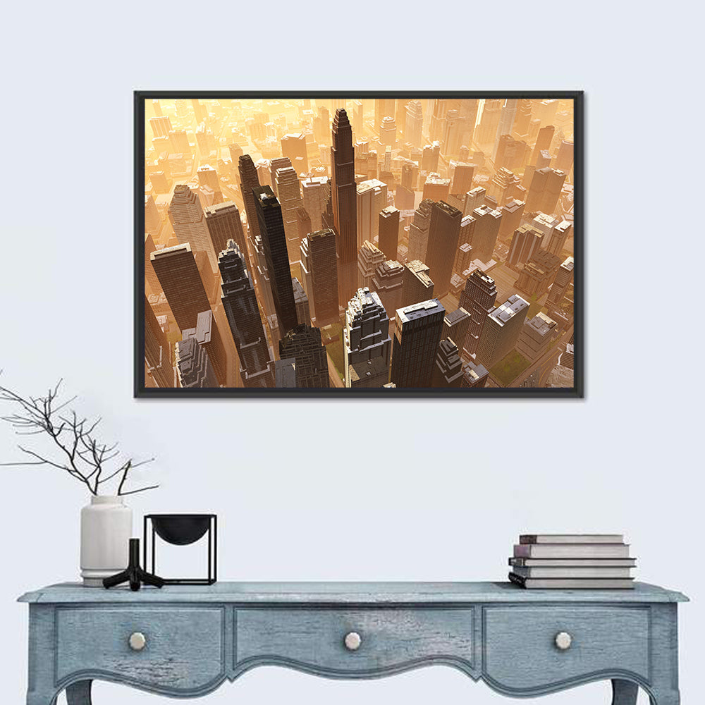 Arizona Skyscrapers at Golden Hour Wall Art in a room, landscape