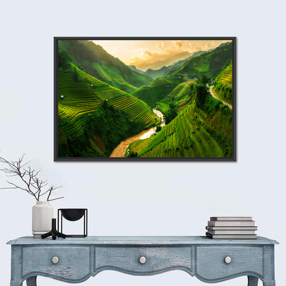 Mu Cang Chai Rice Terraces Wall Art in a room, landscape