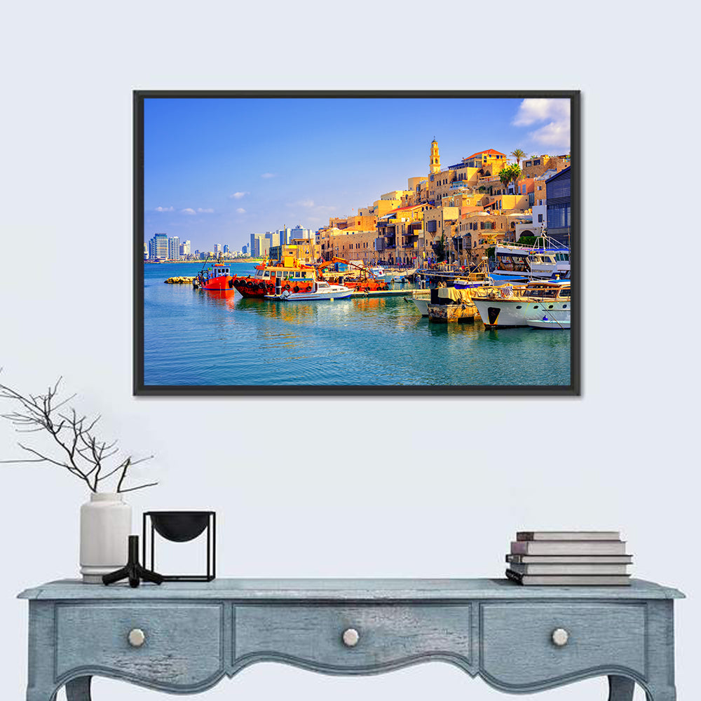 Old Jaffa Harbor Wall Art in a room, landscape