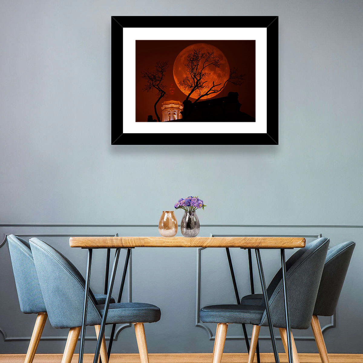 Haunted Supermoon Over Church Spire Wall Art