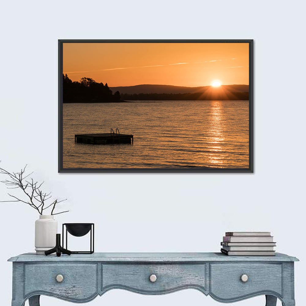 Lake Champlain Sunset Wall Art in a room, landscape