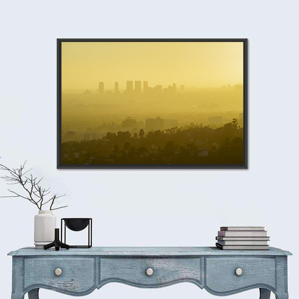 Westwood Los Angeles in Golden Haze Wall Art in a room, landscape