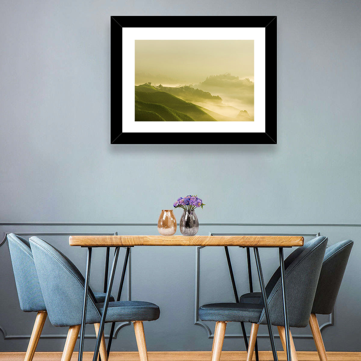 Tea Plantation Morning Mist Wall Art