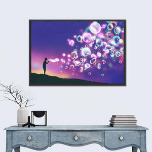 Man Blowing Soap Bubbles Wall Art