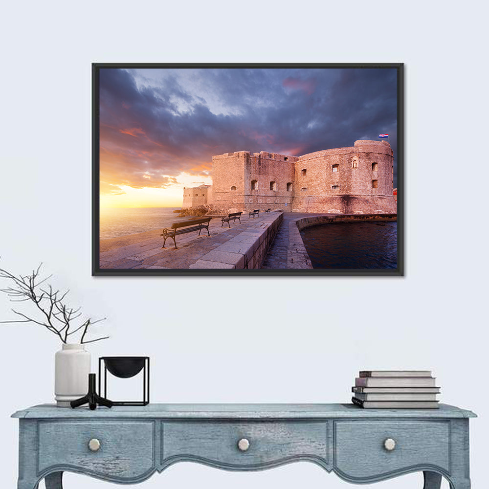 Fort Bokar at Sunset, Dubrovnik Wall Art in a room, landscape