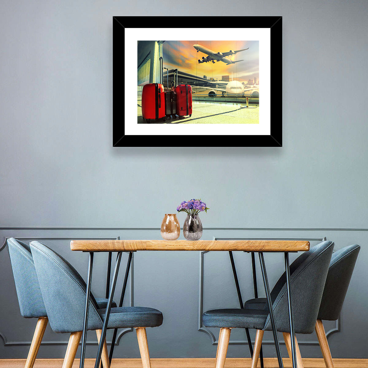 Suitcases at the Airport Window Wall Art