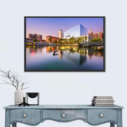 Providence River Skyline at Twilight Wall Art