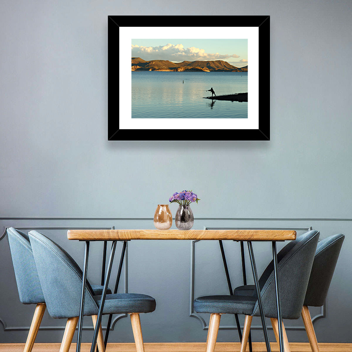 Lake Pleasant Fisherman Silhouette Wall Art